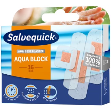 Wodoodporne plastry z opatrunkiem Salvequick Aqua Block 16szt.