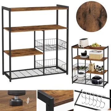 WYSPA KUCHENNA REGAŁ SZAFKA PÓŁKA RUSTYKALNA LOFT METALOWA DREWNO STYLOWA