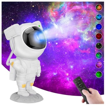 PROJEKTOR GWIAZD NIEBA LED LAMPKA NOCNA ASTRONAUTA KOSMONAUTA ŚWIECĄCY VIP