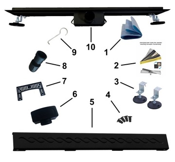 X-HOME LINEAR DRAIN 80 BLACK WAVE LOW