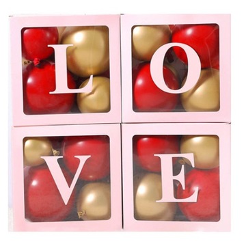 Zestaw pudełek LOVE na balony RÓŻOWY (4 szt.)
