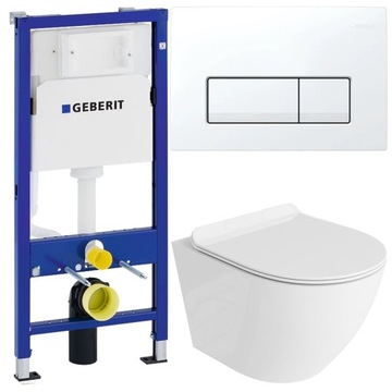 GEBERIT ZESTAW PODTYNKOWY WC + LAVITA MISKA WISZĄCA RIMLESS PRZYCISK BIAŁY