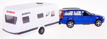 VOLVO V70 МЕТАЛЛИЧЕСКАЯ МОДЕЛЬ С CAMPER DETHLEFFS СИНИЙ