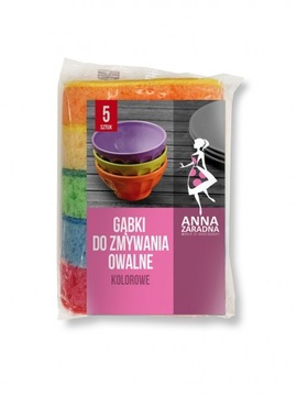 Gąbki do zmywania owalne kolorowe 5szt mix
