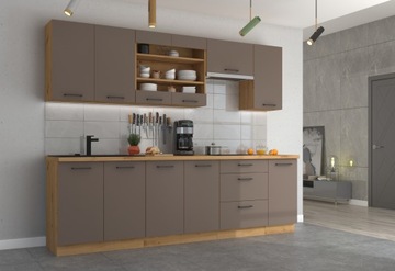 Meble kuchenne BOLONIA 260 cm Truffle Grey/Dąb Art