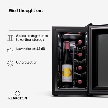 Винный шкаф Klarstein Shiraz 21л, 8 бутылок, 8-18°C, сенсорная панель