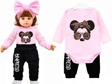 KOMPLET BODY SPODNIE Myszka Minnie IMIĘ r.86