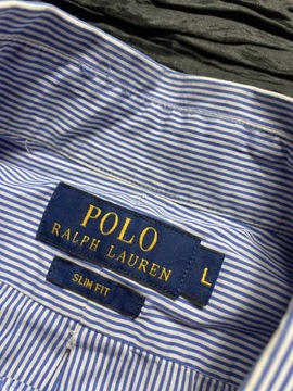 POLO Ralph Lauren Slim Fit oryginalna bawełniana KOSZULA W PRĄŻKI rozmiar L