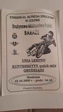 UNIA LESZNO - GKM GRUDZIĄDZ 15-10-2000 PROGRAM ŻUŻLOWY CZYSTY