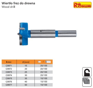SEDNIK WIERTŁO CZOŁOWE DO DREWNA 20mm RICHMANN C9972