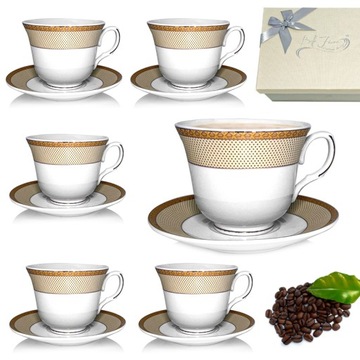 KOMPLET KAWOWY SERWIS DO KAWY FILIŻANKI 250ML 6+6 ZESTAW FILIŻANKA TR-1712G