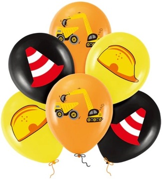 Balony lateksowe Koparka Budowa 6 sztuk