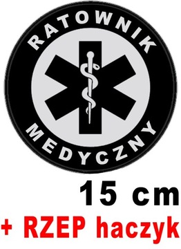 RATOWNIK MEDYCZNY z nadrukiem odblaskowym emblemat okrągły 15 cm z RZEPEM