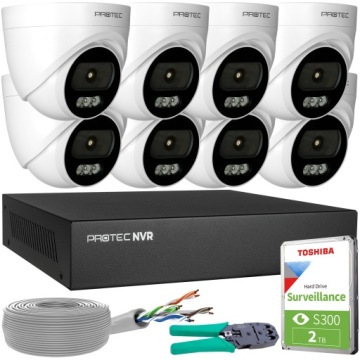 Monitorování 8 kamer Ip 4MPX 2K Poe Kopulový vnitřní mikrofon Hdd