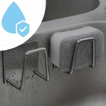 ДЕРЖАТЕЛЬ ДЛЯ КУХОННОЙ ГУБКИ, КРЮК-ВЕШАЛКА, СЕРЕБРЯНАЯ, САМОКЛЕЯЩАЯСЯ, ВОДОНЕПРОНИЦАЕМАЯ