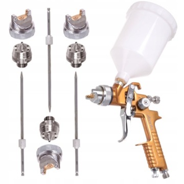 Lakovací pistole Hvlp 3x Tryska 1,4 mm 1,7 mm 2,0 mm Nádrž 600 ml