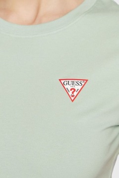 GUESS T-Shirt damski Mini Triangle Zielony r M