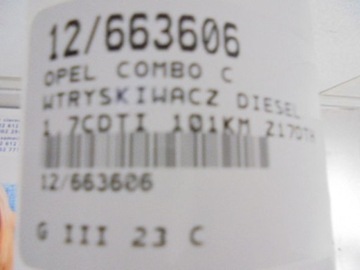 COMBO C VSTŘIKOVACÍ TRYSKA TJBB01901D 1,7CDTI