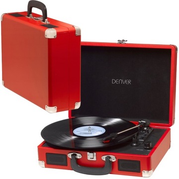 DENVER GRAMOFON RETRO MP3 USB WINYL CZERWONY