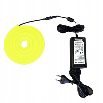 ZESTAW Neon FLEX LED 3m IP65 ZASILACZ Limonkowy