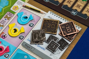 ZESTAW 70 METALOWYCH MONET ZAMIENNIK DO GRY ARK NOVA