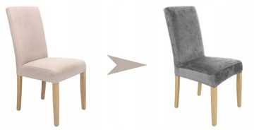 НАБОР ИЗ 4ШТ. ЧЕХОЛЫ ЧЕХОЛ НА СТУЛ СЕРЫЙ ЭЛАСТИЧНЫЙ ПЛОТНЫЙ ВЕЛЮР