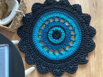 AŻUROWY DYWAN OKRĄGŁY MANDALA BAWEŁNA ŚREDNICA 60cm WYBÓR KOLORÓW