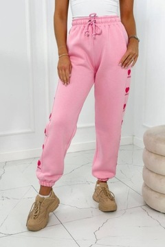 Spodnie bawełniane dresowe Amour różowe