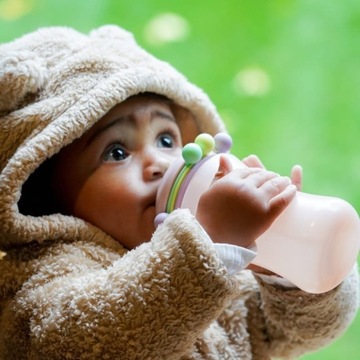 Бутылочка Melii Baby Sensory с трубочкой 340мл Розовый
