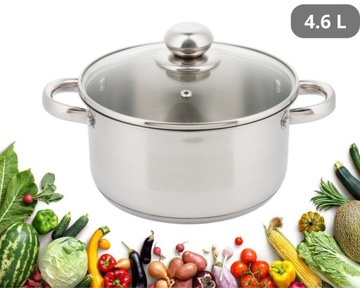 Duży Garnek stalowy z pokrywką INDUKCJA 4,6 L