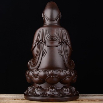 Drewniana statua Guan Yin Figurka kultu Feng czarna