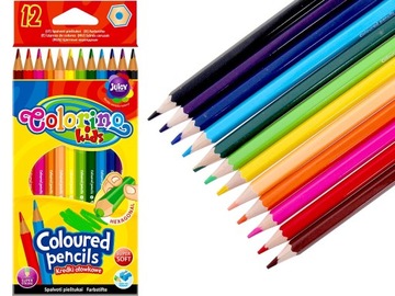 COLORINO KREDKI OŁÓWKOWE 12 kolorów sześciokątne IDEALNE do Piórnika