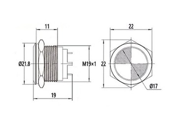 Lampka kontrolna, kontrolka LED 22mm Zielona 12V