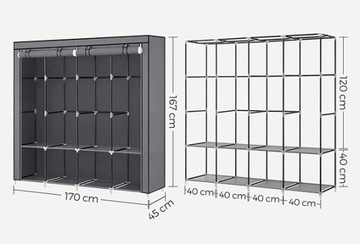 ТКАНЕВЫЙ ШКАФ ТЕКСТИЛЬНЫЙ СКЛАДНОЙ ЗАКРЫТЫЙ ШКАФ XXL ПОЛКИ