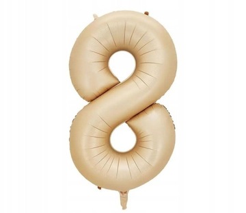 KREMOWY BALON foliowy 100 CM CYFRA OSIEM 8 SATYNOW