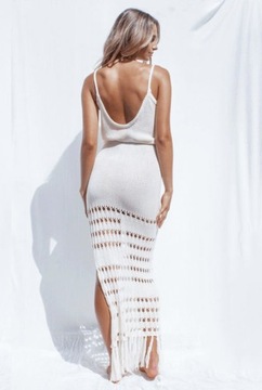 ПЛЯЖНОЕ ПЛАТЬЕ МАКСИ КРЮЧКОМ, БЕЛАЯ ВЫШИВКА