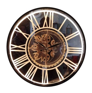 Zegar z Ruchomym Mechanizmem LED Ścienny Czarny Brązowy 60 cm Mardecor