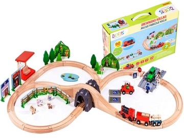 ОГРОМНЫЙ ДЕРЕВЯННЫЙ ПОЕЗД, НА АККУМУЛЯТОРАХ, 90 шт.