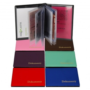 minimalistyczna OKŁADKA na DOKUMENTY różne kolory KM PLASTIK ochronne ETUI