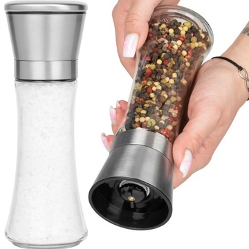 CERAMICZNY MŁYNEK DO MIELENIA SOLI PIEPRZU PRZYPRAW 210ml OBUDOWA INOX