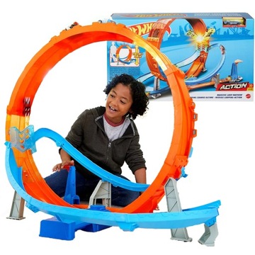 HOT WHEELS TOR SAMOCHODOWY ZESTAW KASKADERSKA GIGA PĘTLA Z NAPĘDEM + AUTO