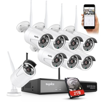 SANNCE 3MP 8-канальная IP-система безопасности с 2 ТБ