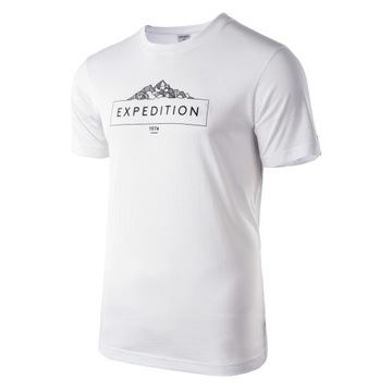 Męska koszulka HI-TEC RENON T-shirt biała bawełniana