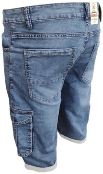 Spodenki Męskie Jeansowe Bojówki Krótkie Spodnie Jeans W44