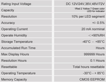 Индикатор заряда аккумулятора, счетчик мото 12-72В