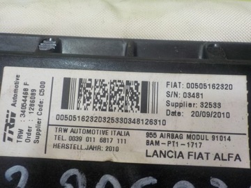 ALFA ROMEO MITO 10R 3D AIRBAG ULOŽENÍ SPOLUJEZDCE 00505162320