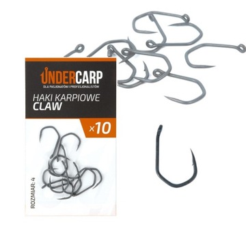 UNDERCARP OSTRE TEFLONOWE HAKI KARPIOWE CLAW ROZM 4 NA KARPIE AMURY