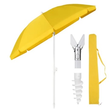 PARASOL KLASYCZNY PLAŻOWY OGRÓDKOWY SEKEY ŻÓŁTY 180 CM