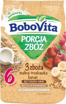 BoboVita Porcja Zbóż kaszka mleczna, 3 zboża