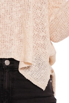 Sweter Damski Beżowy Lekki Luźny Ażurowy Przewiewny Stylowy Cienki MORAJ XL